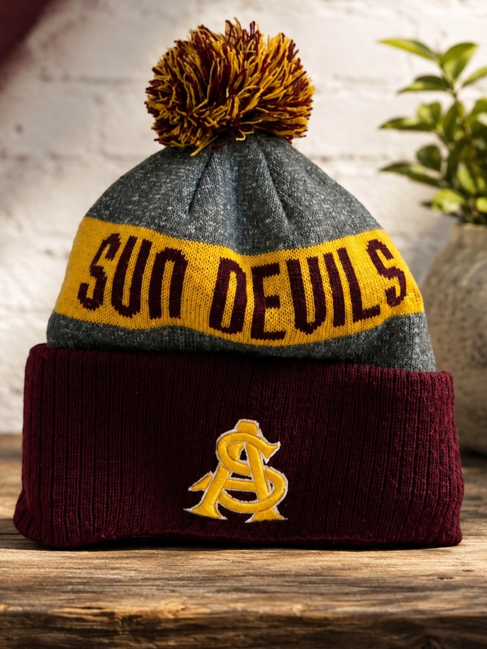 Arizona State Sun Devils Pom Beanie Hat - New Era - One Size Fits Most